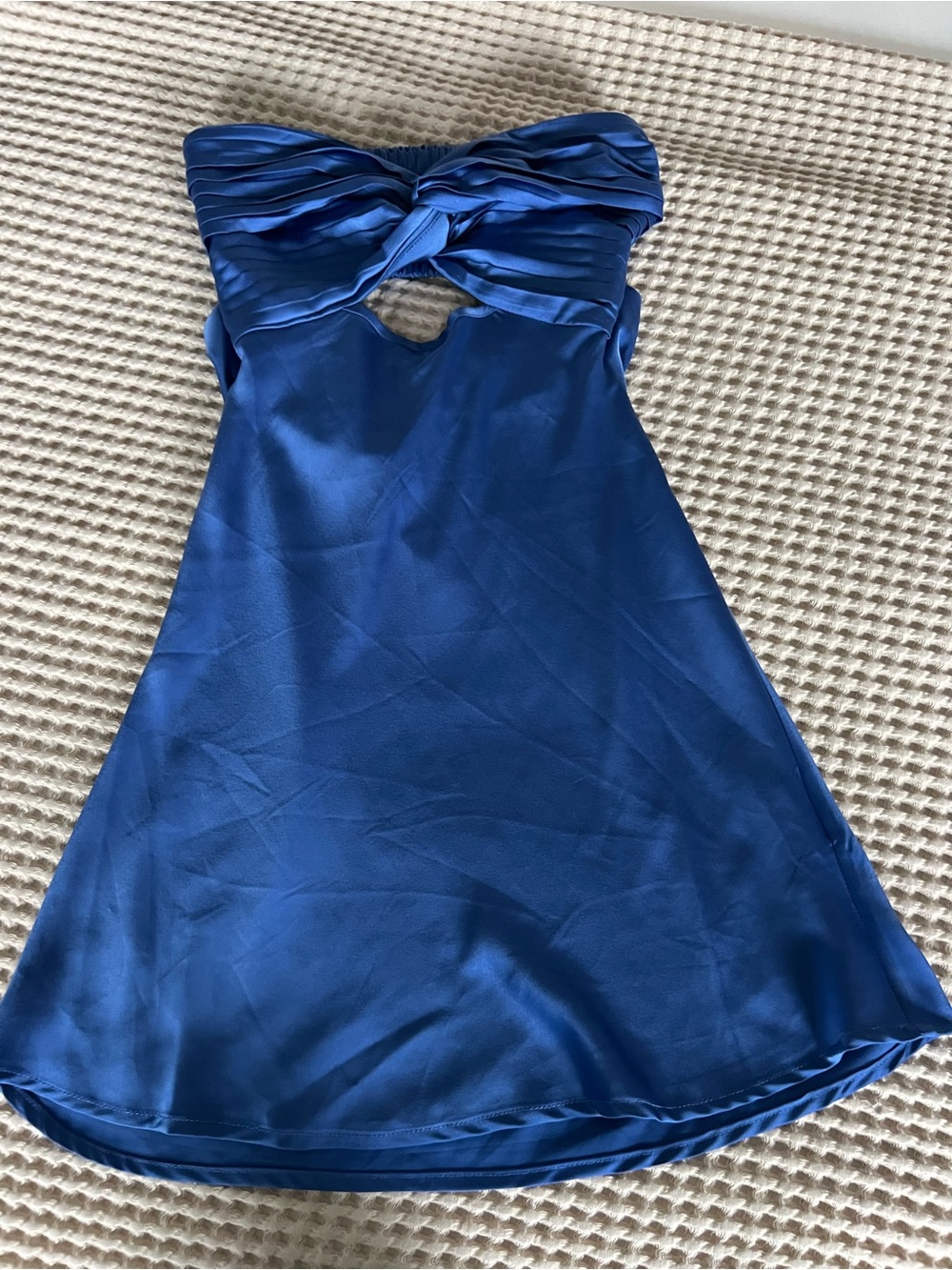 Princess Polly Strapless Satin Dress in Royal Blue with Twist Bodice